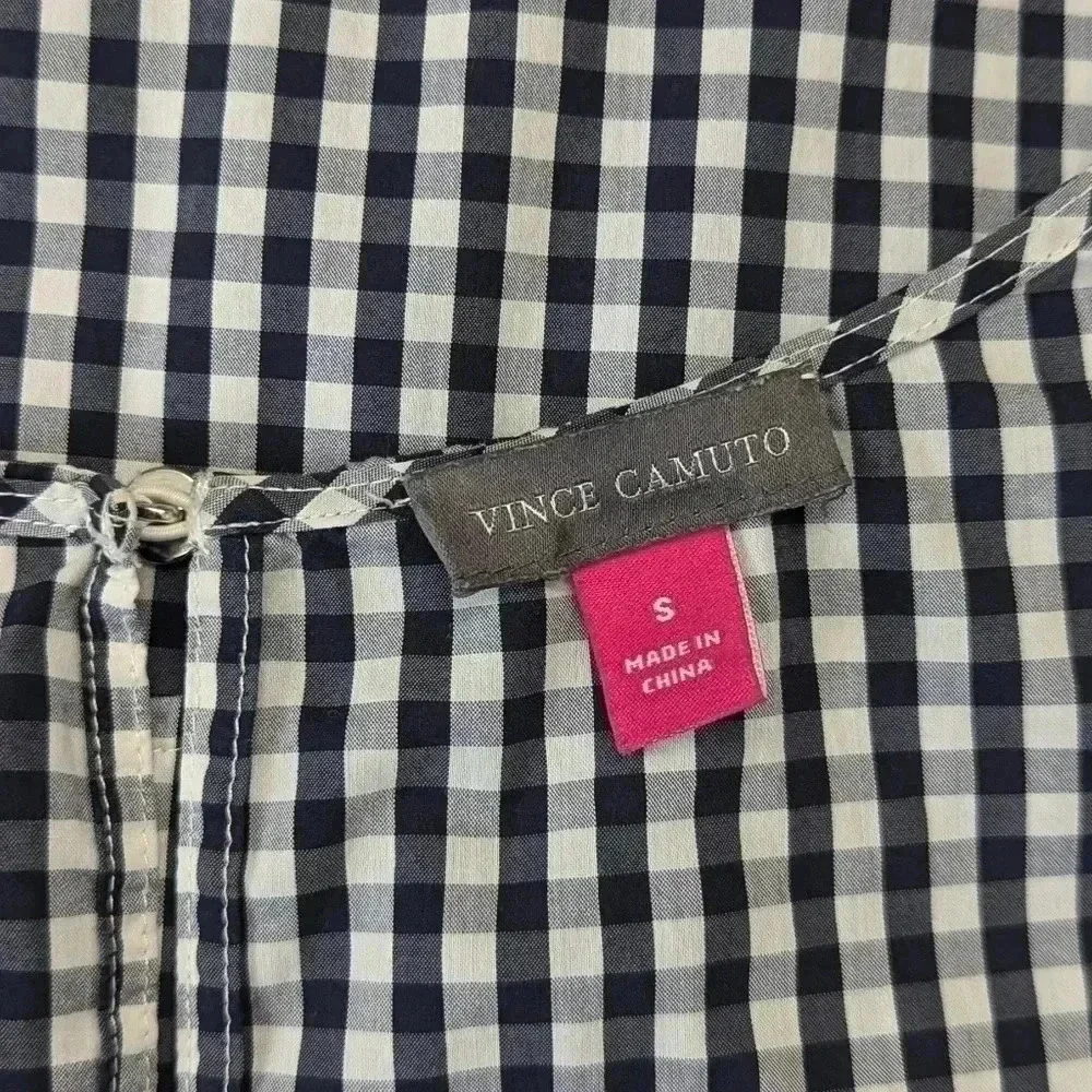 Vince Camuto Black and White Gingham Top -- Size S -- Preppy Jackie O Brunch - Picture 8 of 8